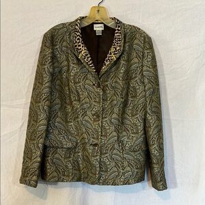 Chico's Paisley Blazer with Leopard Trim